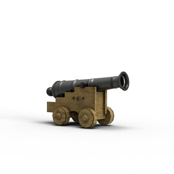 海賊の大砲 ナポレオン時代の大砲 古典的な大砲 3D CG Rendered Images 影付き 透過影 半透明影 透過PNG