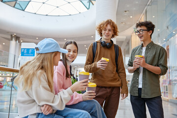 Group of children spending time together at shopping mall