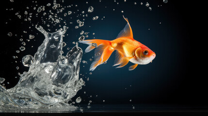 gold fish in blue water