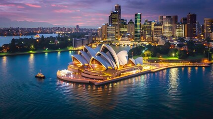 Sydney, Australia. Landscape aerial view of Sydney Opera house 