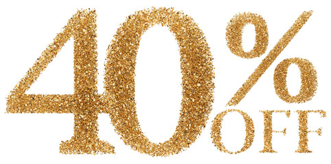 40 percent off sale discount gold glitter number
