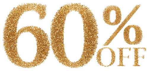 60 percent off sale discount gold glitter number