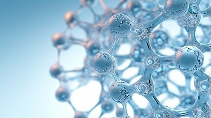 Blue translucent molecular structure with a blurred background