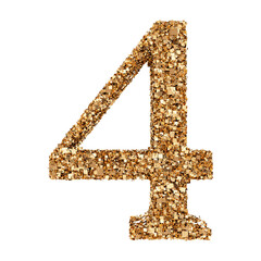 4 number gold glitter render