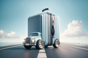 A suitcase shaped like a car
