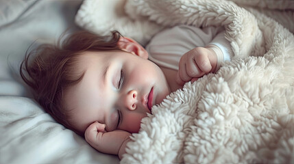 Serenity in Slumber: Tender Moments of a Peaceful Baby's Sleep. Generative AI