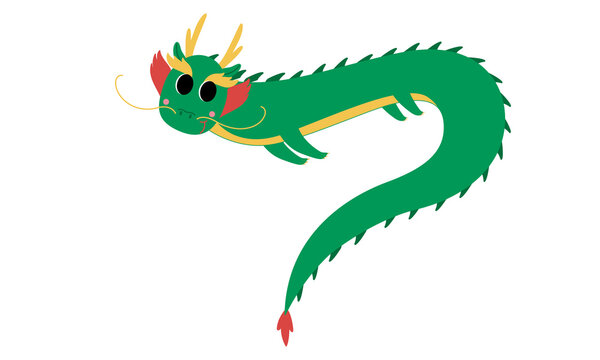 Cute Chinese dragon on a white background cute cartoon