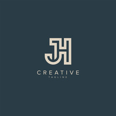 Obraz premium Alphabet JH HJ letter modern monogram style logo vector element.