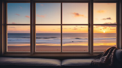 Serene Sunset: A Coastal View from Comfort
