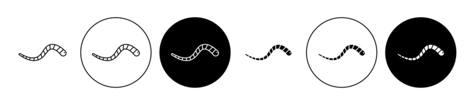 Earthworm Gummy Vector Illustration Set. Caterpillar and Larva Sign suitable for apps and websites UI design style.