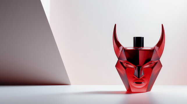 Empty perfume bottle mockup in the shape of a devil