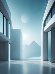 Minimalist fantasy architectural space wallpaper