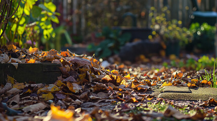 Obraz premium Clearing garden debris, tidy, natural. 