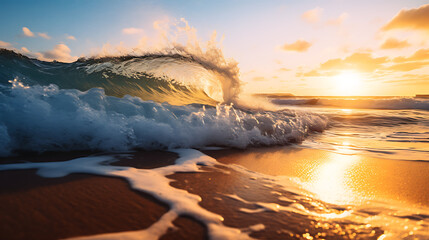 Fototapeta na wymiar Golden Sunrise Wave