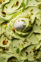 Fototapeta premium Pistachio ice cream with nuts. Selective focus.