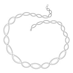 Necklace chain sketch, isolate on white, flat vector, girly stuff
