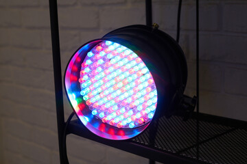 Multi-colored LED spotlight on the counter