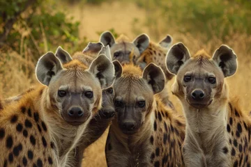 Gordijnen A heartwarming scene capturing the lively interactions within a hyena clan © Veniamin Kraskov