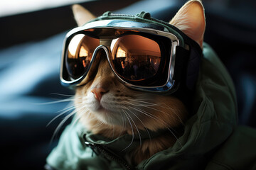 Cat in virtual reality glasses