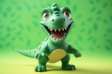 Fototapeta premium Funny green dinosaur dragon toy