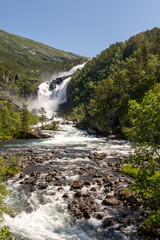 Naklejka na ściany i meble Nyastølfossen the second waterfall in the Husedalen valley