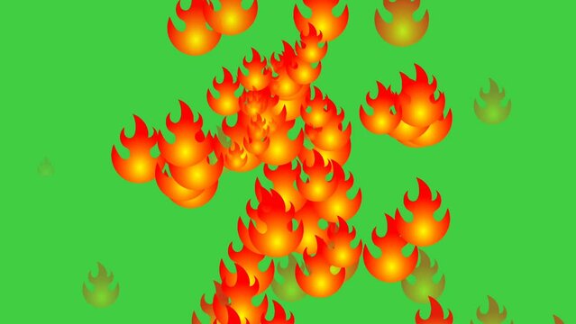 This is a fire icon videofootage with a green background or green screen suitable for use for animated fire videos, Android applications, gadgets and others.