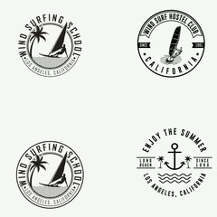 Windsurfing badged logo vector