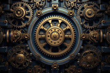 Fototapeta na wymiar Steampunk texture, background with iron gear wheels and mechanisms
