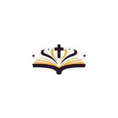 christian school church academy logo design vector