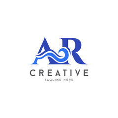 Abstract Aqua wave letter A&R logo