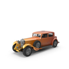 3D vintage sedan left angle orange Gradient