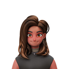 3d character portrait of a girl with hair