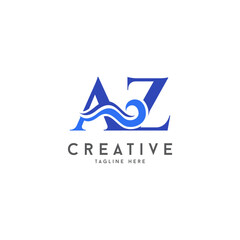 Abstract Aqua wave letter AZ logo