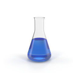 laboratory flask with blue liquid