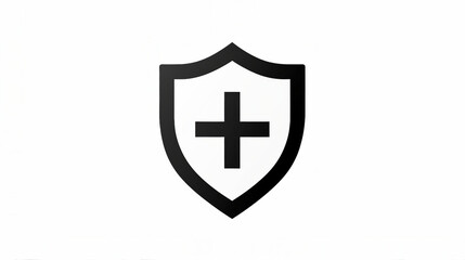 Obraz premium Modern Black Shield Icon for Digital Security and Privacy | Minimalist Thin Line Symbol for Protection Concept | Graphic Vector Illustration for Web and Technology Design