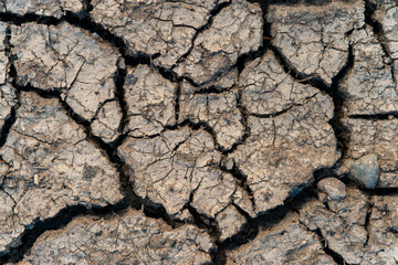 plastic polluted cracked earth background. Global warming, climate change and global warming concept. Environmental pollution