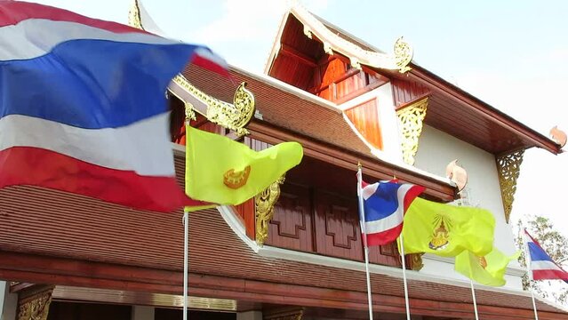 Thai and Buddhist flags