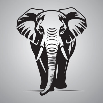 Animal elephant logo design vector illustration silhouette white background