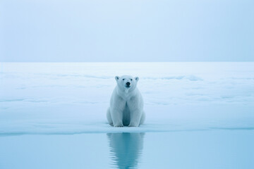 A polar bear abstractly rendered in white and icy blue minimalism.