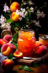 Homemade jam in a jar. Selective focus.