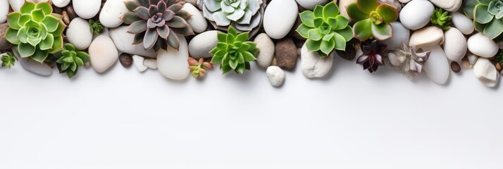 various succulents background and place to copy. top view, flat layout. a plant, a natural backdrop.