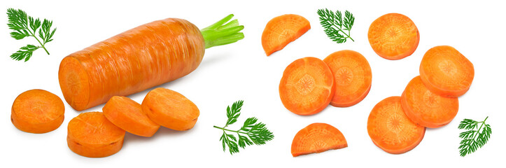 sliced carrot isolated on white background. clipping path