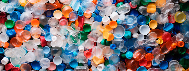 A pile of plastic bottles. Selective focus. - obrazy, fototapety, plakaty