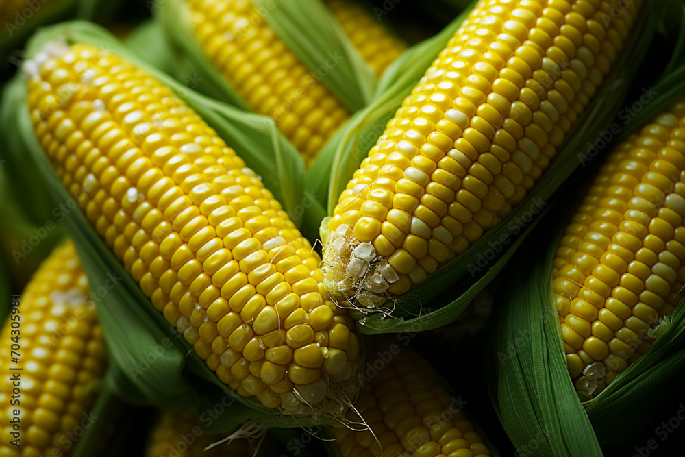 Aufkleber corn - yellow kernels abstracted in rows on a green husk.