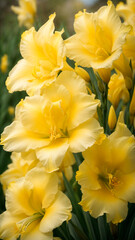 photo close up light yellow gladiolus flower details. generated AI