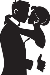 Romantic Couple Kissing Silhouette Vector Illustration