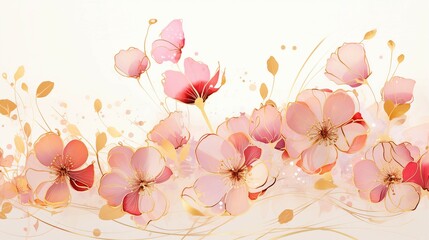 Elegant Spring Floral Vector Background in Watercolor – A Beautiful Botanical Illustration for Romantic Cards, Invitations, and Decorative Designs with a Touch of Luxury and Vintage Charm.