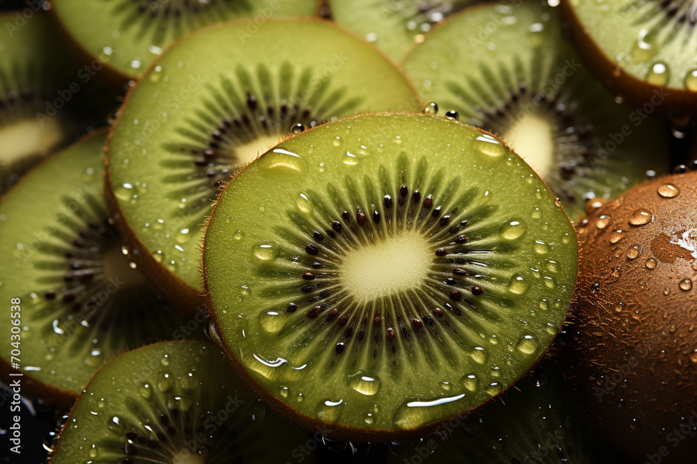 Aufkleber kiwi - brown outer texture with vibrant green abstract insides.