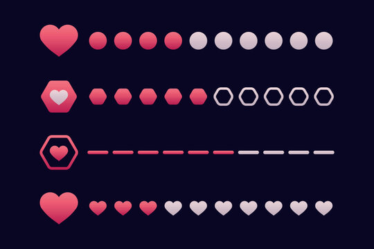 Heart HP Gauge and Bars with the Status Condition for game or something else