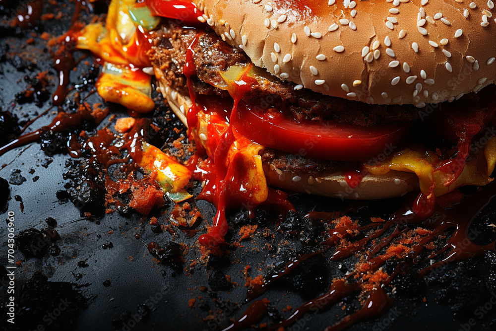 Aufkleber cheeseburger - layers of abstract colors and textures representing ingredients.
